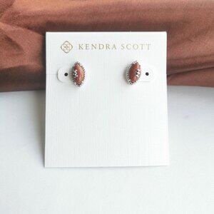 Kendra Scott Football Silver Orange Goldstone Stud Earrings
